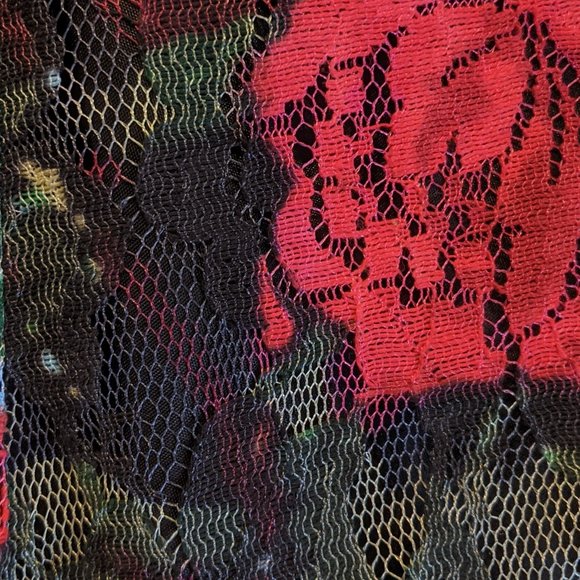 Anthropologie Tracy Reese Noisette Red Roses Floral Lace Tulle Dress Size 2 - Picture 7 of 15